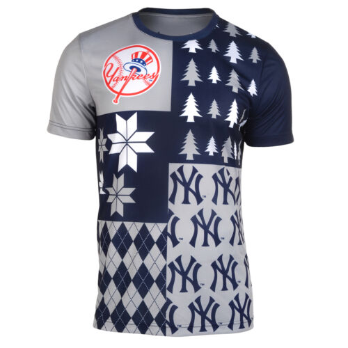 FOCO MLB Men's New York Yankees Busy Block Ugly Crew Neck Tee