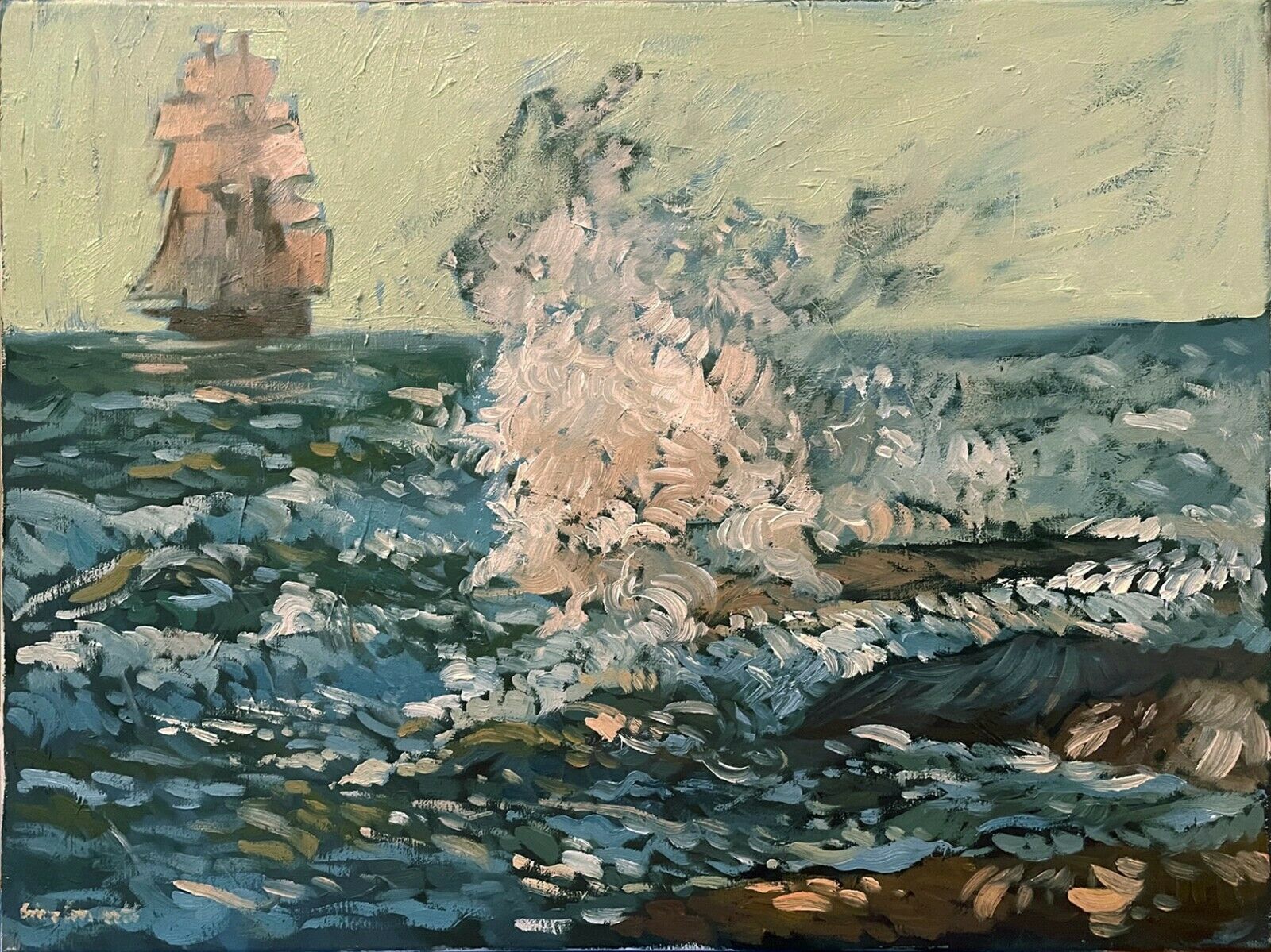 Nautical Seascape Oil Painting Abstract 18